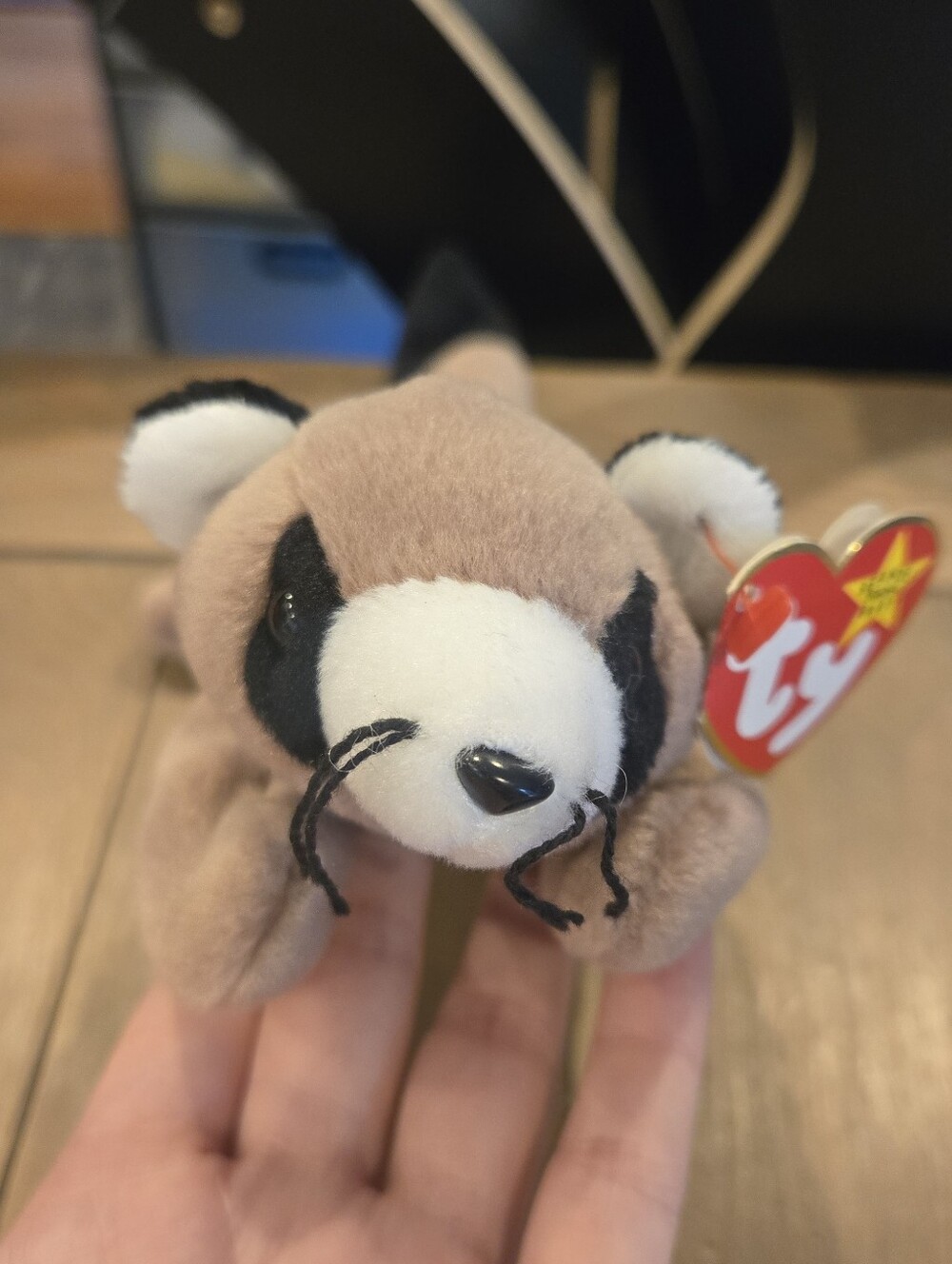 Ty Beanie Baby Ringo Brown and White Raccoon Plush Vintage 1995 New With Tags